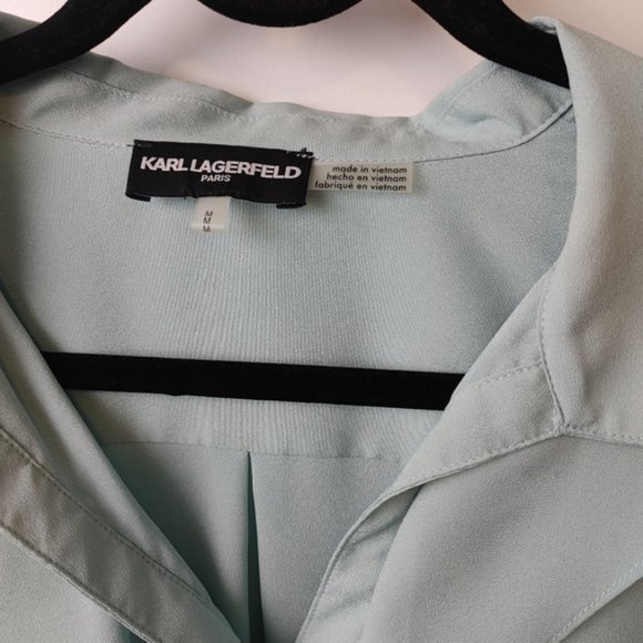 Karl Lagerfeld  blue ruffle blouse size Medium - Picture 2 of 6
